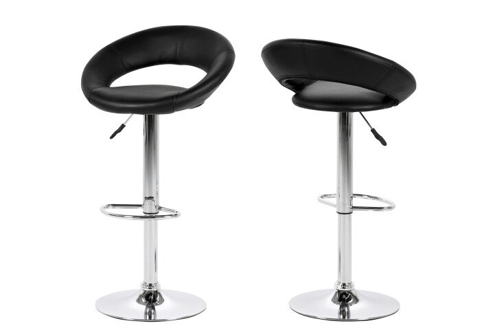 Barhocker >Plump< (2er-Set) in schwarz, PU - 56x100x50cm (BxHxT)