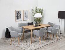 Esstisch >Nagano< in natürlich, MDF, Massivholz - 150x75,5x80cm (BxHxT)