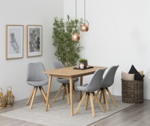 Esstisch >Nagano< in natürlich, MDF, Massivholz - 150x75,5x80cm (BxHxT)