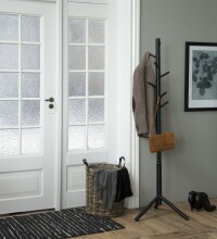 Kleiderständer >Bremen< in schwarz, Rubberwood - 51x176x45cm (BxHxT)
