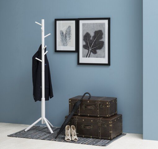 Kleiderständer >Bremen< in weiss, Rubberwood - 51x176x45cm (BxHxT)