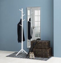 Kleiderständer >Bremen< in weiss, Rubberwood - 51x176x45cm (BxHxT)