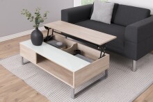 Couchtisch >Azalea< in weiss, Sonoma Eiche, MDF - 110x35x60cm (BxHxT)