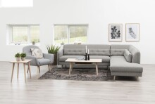 Couchtisch >Century< in Eiche weiss pigmentiert, MDF - 115x42x60cm (BxHxT)