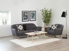Couchtisch >Century< in Eiche weiss pigmentiert, MDF - 115x42x60cm (BxHxT)
