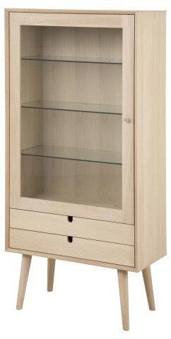 Standvitrine >Century< in Eiche weiss pigmentiert - 72x143,2x36cm (BxHxT)