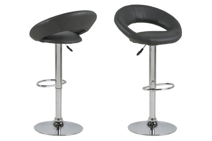 Barhocker >Plump< in Grau, Polyurethan, Stahl - 56x100x50cm (BxHxT)