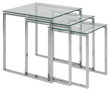 Satztisch >Katrine< (3-teilig) in Klar, Glas - 50x55x50cm (BxHxT)
