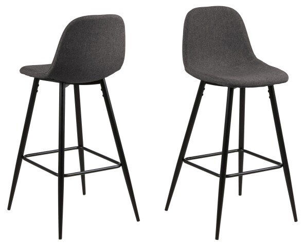 Barhocker >Wilma< (2er-Set) in Grau, matt schwarz - 43,5x91x48,5 (BxHxT)