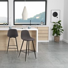Barhocker >Wilma< (2er-Set) in Grau, matt schwarz - 43,5x91x48,5 (BxHxT)