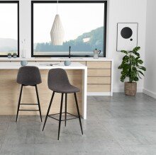 Barhocker >Wilma< (2er-Set) in Grau, matt schwarz - 43,5x91x48,5 (BxHxT)
