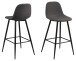 Barhocker >Wilma< (2er-Set) in Grau, matt schwarz - 43,5x91x48,5 (BxHxT)