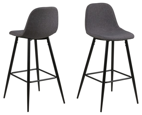Barhocker >Wilma< (2er-Set) in Grau, matt schwarz - 46,6x101x51 (BxHxT)