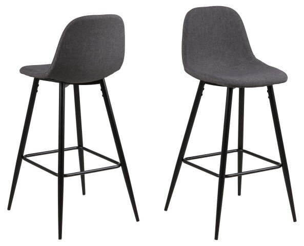 Barhocker >Wilma< (2er-Set) in Grau, matt schwarz - 46,6x101x51 (BxHxT)