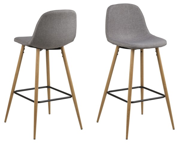 Barhocker >Wilma< (2er-Set) in Grau, Stoff - 46,6x101x51cm (BxHxT)