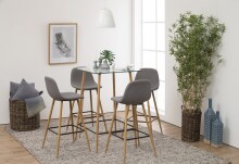 Barhocker >Wilma< (2er-Set) in Grau, Stoff - 46,6x101x51cm (BxHxT)