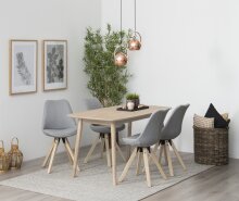 Esstisch >Nagano< in Eiche weiss pigmentiert, MDF - 150x75,5x80cm (BxHxT)