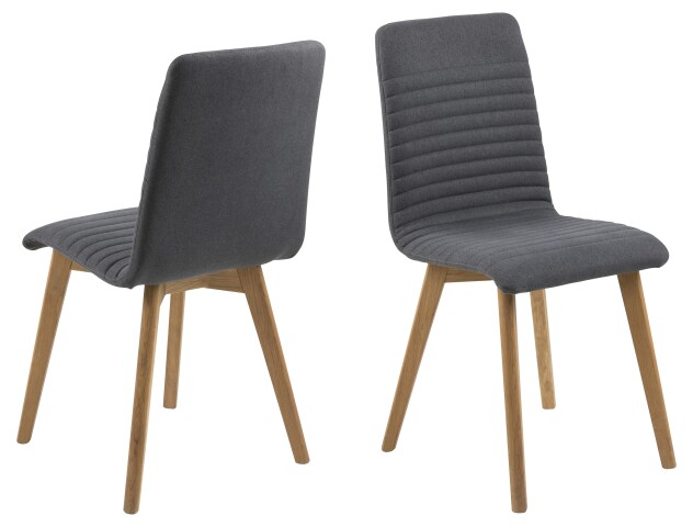 Esszimmerstuhl >Arosa< (2er-Set) in Grau, Stoff - 42x90x43cm (BxHxT)