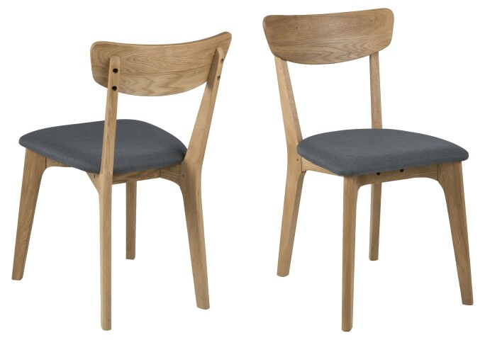Esszimmerstuhl >Taxi< (2er-Set) in Grau, Stoff, Eiche - 45x80x49cm (BxHxT)