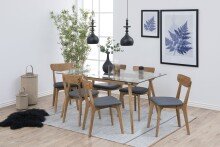 Esszimmerstuhl >Taxi< (2er-Set) in Grau, Stoff, Eiche - 45x80x49cm (BxHxT)