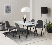 Polsterstuhl >Wilma< (4er-Set) in Grau, Stoff, Stahl - 44,5x84x56cm (BxHxT)