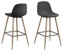 Barhocker >Wilma< (2er-Set) in Grau, Stoff - 46,6x101x51cm (BxHxT)