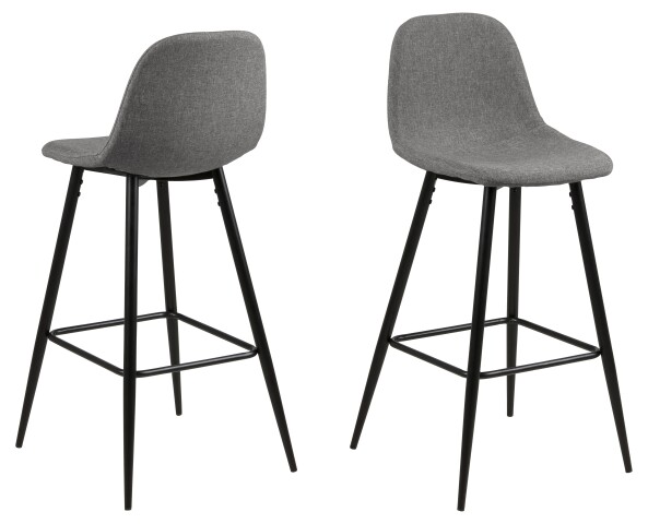 Barhocker >Wilma< (2er-Set) in Grau, Stoff, Stahl - 46,6x101x51cm (BxHxT)