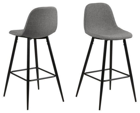 Barhocker >Wilma< (2er-Set) in Grau, Stoff, Stahl - 46,6x101x51cm (BxHxT)