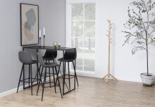 Barhocker >Wilma< (2er-Set) in Grau, Stoff, Stahl - 46,6x101x51cm (BxHxT)