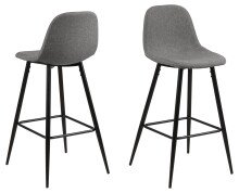 Barhocker >Wilma< (2er-Set) in Grau, Stoff, Stahl - 46,6x101x51cm (BxHxT)