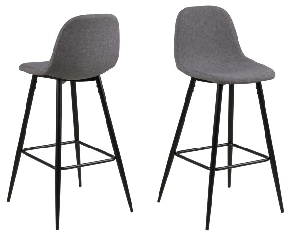 Barhocker >Wilma< (2er-Set) in Grau, Stoff, Stahl - 43,5x91x48,5cm (BxHxT)