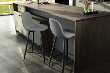 Barhocker >Wilma< (2er-Set) in Grau, Stoff, Stahl - 43,5x91x48,5cm (BxHxT)