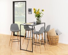 Barhocker >Wilma< (2er-Set) in Grau, Stoff, Eiche, Stahl - 46,6x101x51cm (BxHxT)