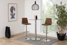 Drehhocker >Emu< in Braun, Polyurethan, Stahl -...