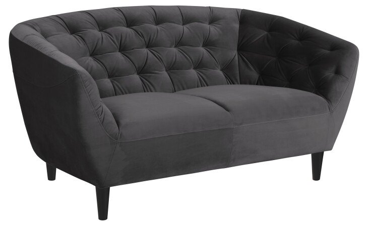 2-Sitzer >Ria< in Grau, Stoff, Rubberwood - 150x78x84cm (BxHxT)