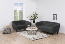 2-Sitzer >Ria< in Grau, Stoff, Rubberwood - 150x78x84cm (BxHxT)
