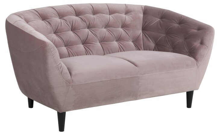 2-Sitzer >Ria< in dusty rose, Stoff, Rubberwood - 150x78x84cm (BxHxT)
