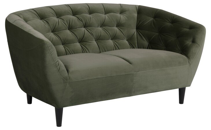 2-Sitzer >Ria< in waldgrün, Stoff, Rubberwood - 150x78x84cm (BxHxT)