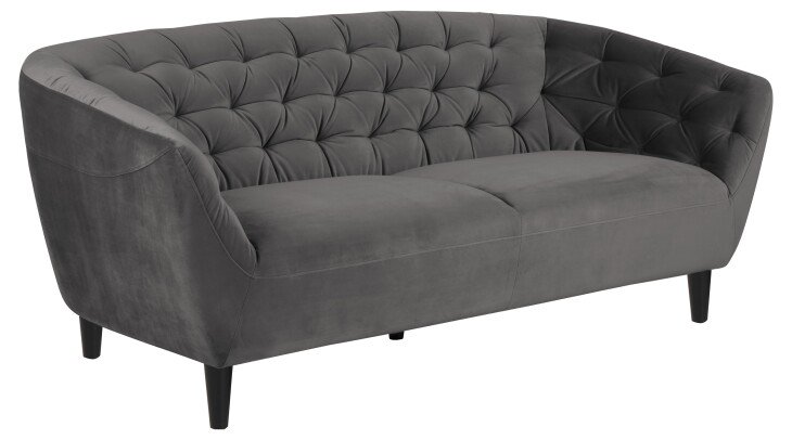 3-Sitzer >Ria< in Grau, Stoff, Rubberwood - 191x78x84cm (BxHxT)
