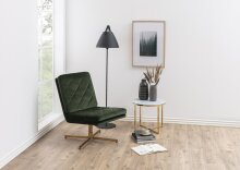 Beistelltisch >Alisma< in weiss, gold, Glas, Stahl - 42x50cm (HxD)