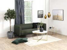Beistelltisch >Alisma< in weiss, gold, Glas, Stahl - 42x50cm (HxD)