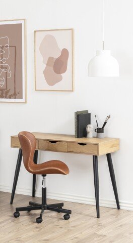 Schreibtisch >Neptun< in matt Wildeiche, matt schwarz - 110x77,1x50 (BxHxT)