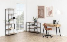 Schreibtisch >Neptun< in matt Wildeiche, matt schwarz - 110x77,1x50 (BxHxT)