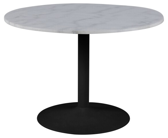 Säulen-Esstisch >Tarifa< in weiss, matt schwarz, Marmor, Stahl - 75x110cm (HxD)