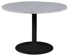Säulen-Esstisch >Tarifa< in weiss, matt schwarz, Marmor, Stahl - 75x110cm (HxD)