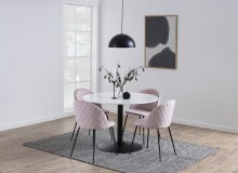 Säulen-Esstisch >Tarifa< in weiss, matt schwarz, Marmor, Stahl - 75x110cm (HxD)
