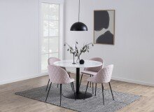 Säulen-Esstisch >Tarifa< in weiss, matt schwarz, Marmor, Stahl - 75x110cm (HxD)