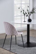 Säulen-Esstisch >Tarifa< in weiss, matt schwarz, Marmor, Stahl - 75x110cm (HxD)