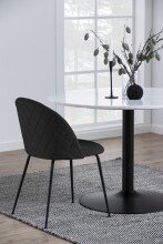 Säulen-Esstisch >Tarifa< in weiss, matt schwarz, Marmor, Stahl - 75x110cm (HxD)