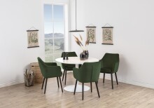 Esstisch >Tarifa< in weiss, Marmor, Stahl - 75x110cm (HxD)